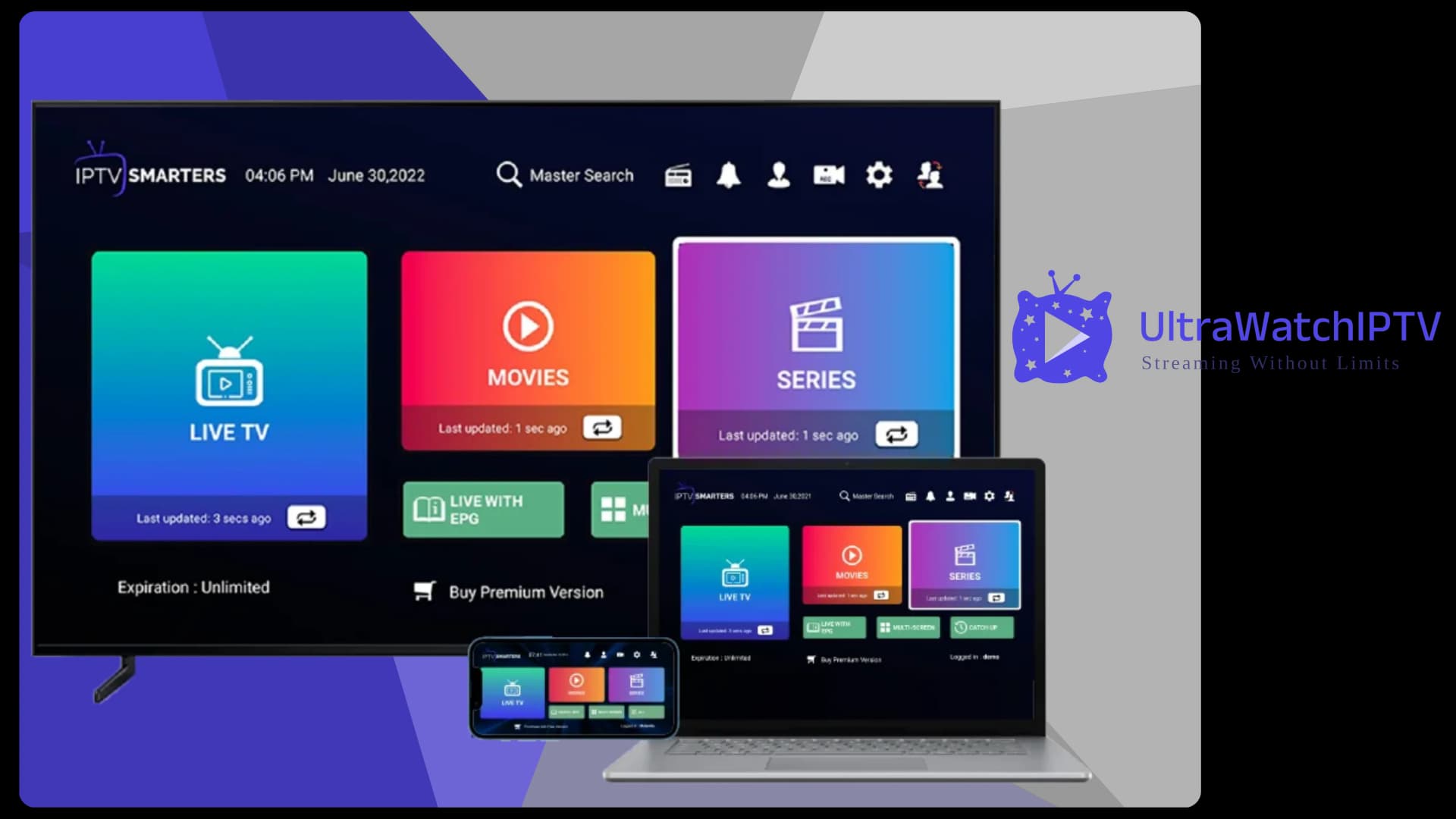 Collection complète séries TV avec abonnement Abonnement IPTV interface streaming séries TV