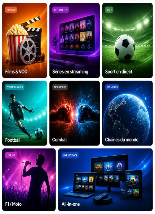 Streaming IPTV 4K Ultra HD — toutes catégories